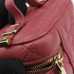 Pre-owned Christian Dior Lady Dior micro vanity RedPink lambskin  shoulderbag | stylenewstar