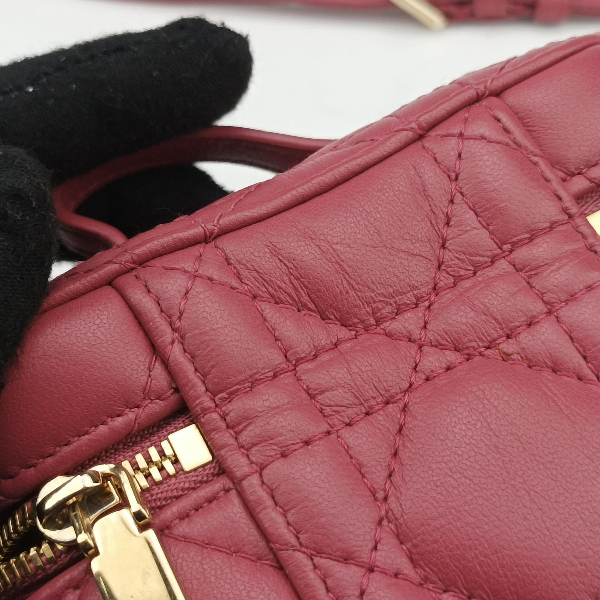 Pre-owned Christian Dior Lady Dior micro vanity RedPink lambskin  shoulderbag | stylenewstar