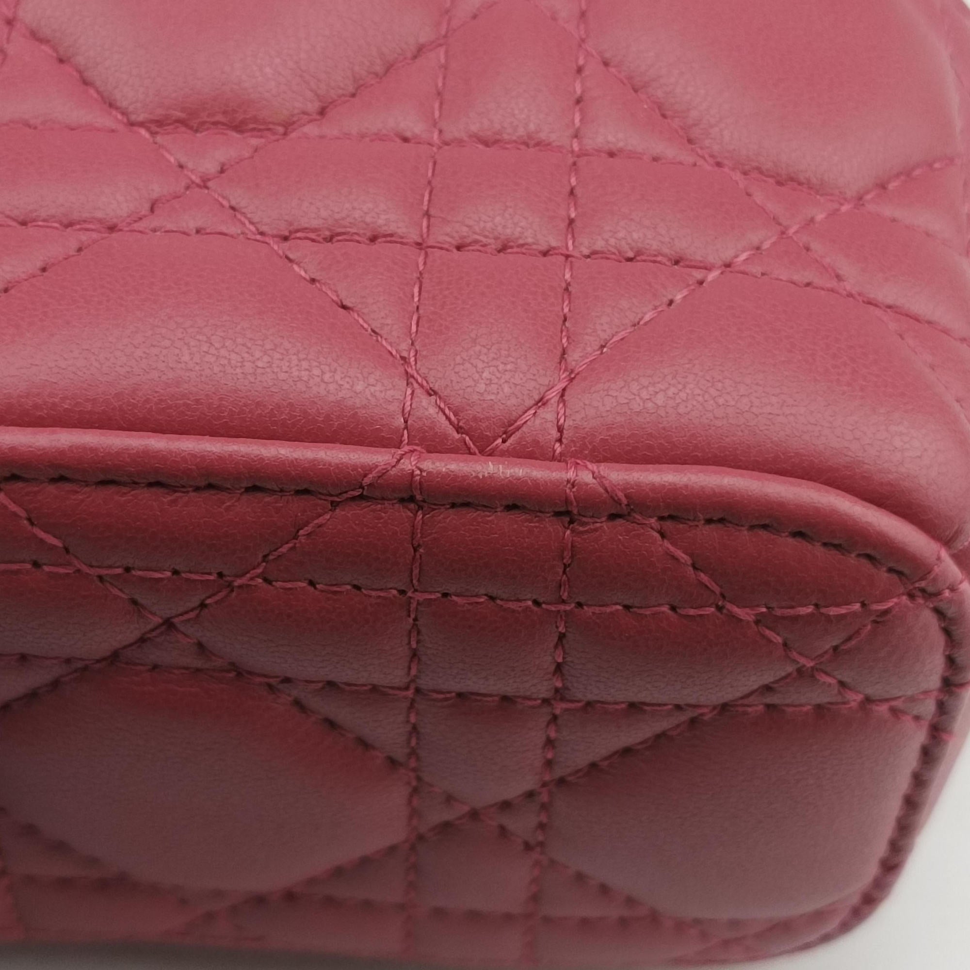 Pre-owned Christian Dior Lady Dior micro vanity RedPink lambskin  shoulderbag | stylenewstar