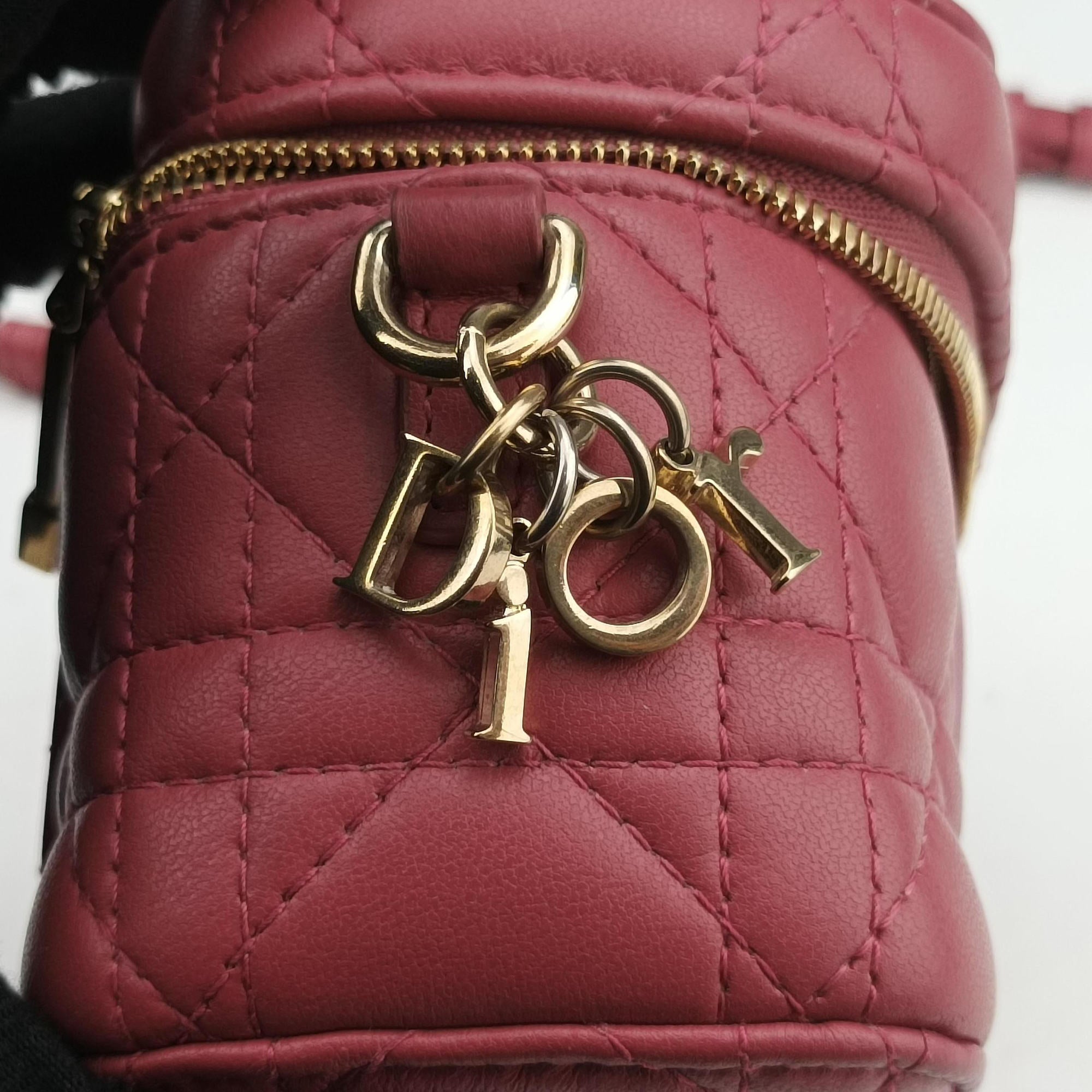 Pre-owned Christian Dior Lady Dior micro vanity RedPink lambskin  shoulderbag | stylenewstar