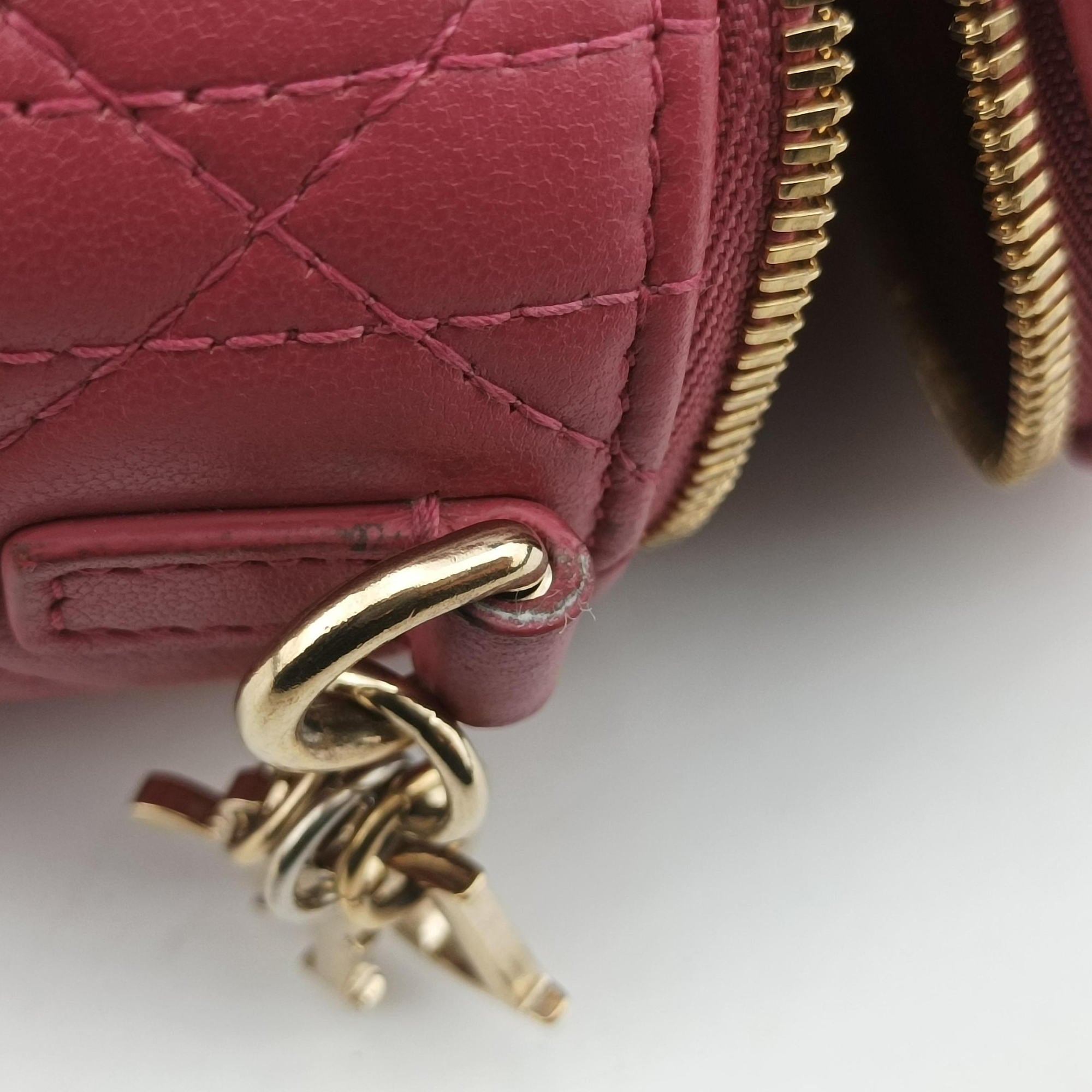 Pre-owned Christian Dior Lady Dior micro vanity RedPink lambskin  shoulderbag | stylenewstar