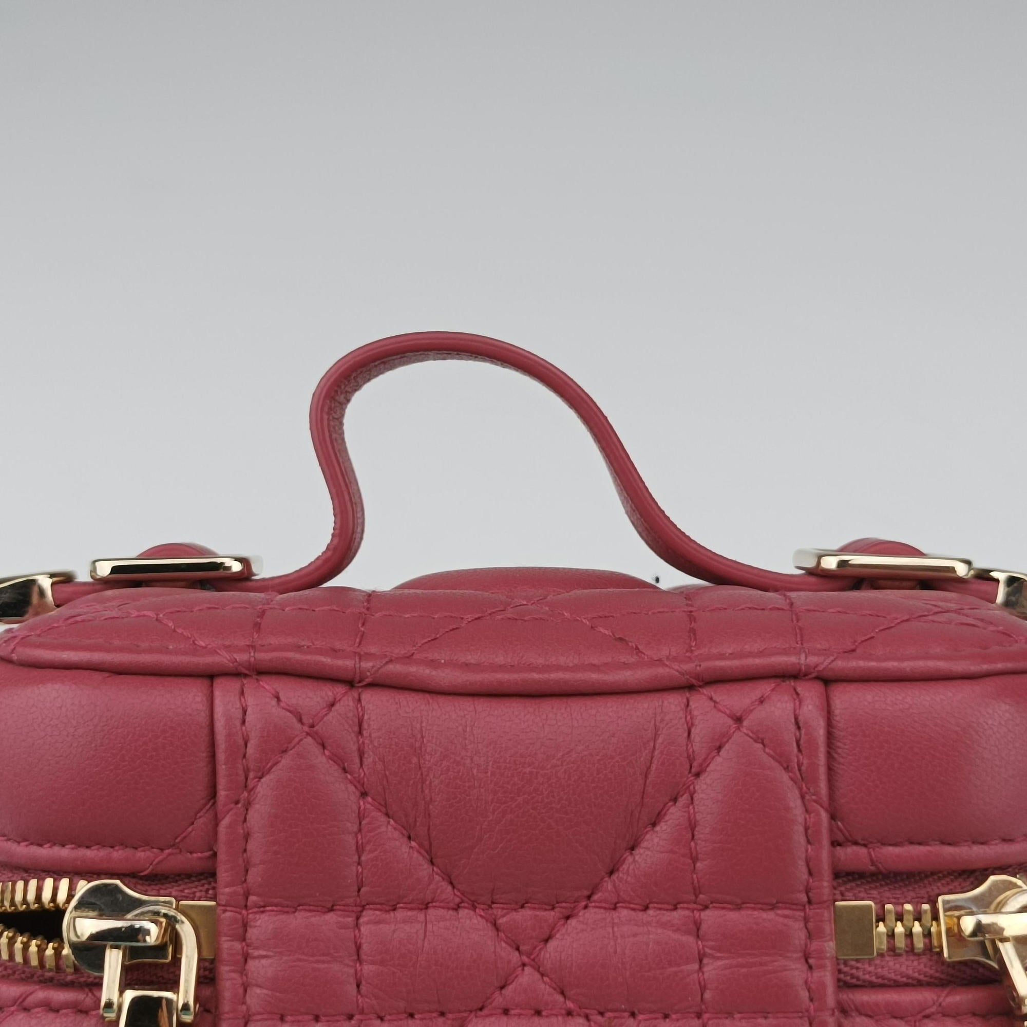 Pre-owned Christian Dior Lady Dior micro vanity RedPink lambskin  shoulderbag | stylenewstar