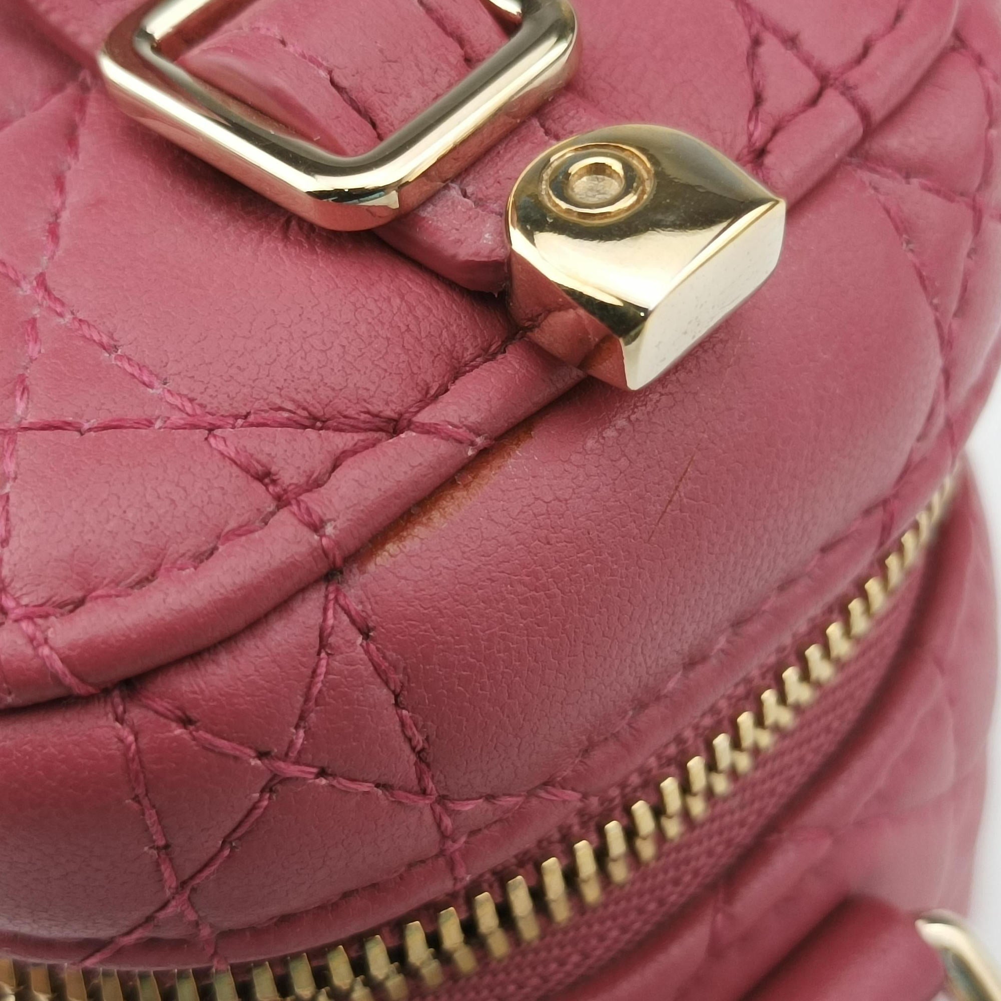 Pre-owned Christian Dior Lady Dior micro vanity RedPink lambskin  shoulderbag | stylenewstar