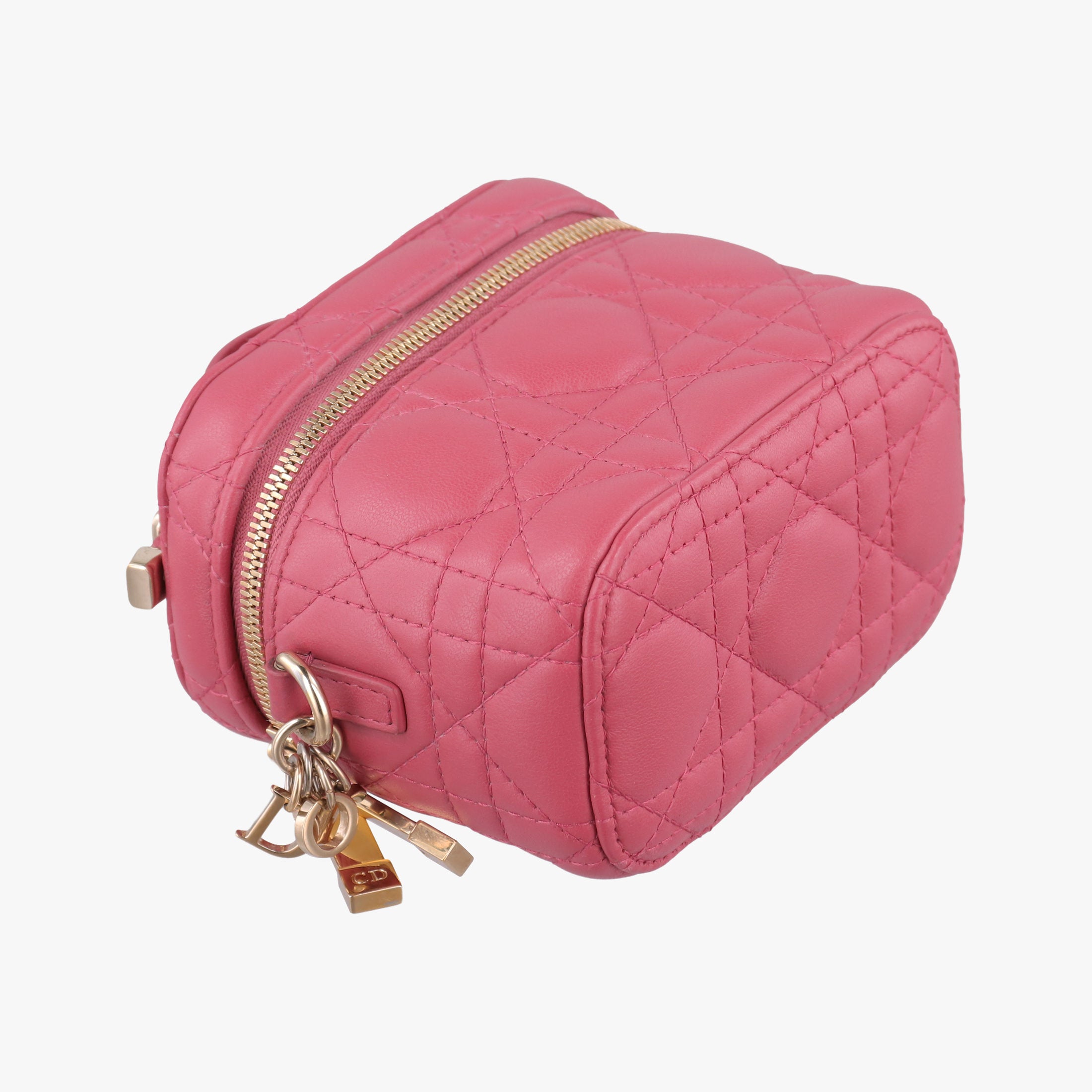 Pre-owned Christian Dior Lady Dior micro vanity RedPink lambskin  shoulderbag | stylenewstar