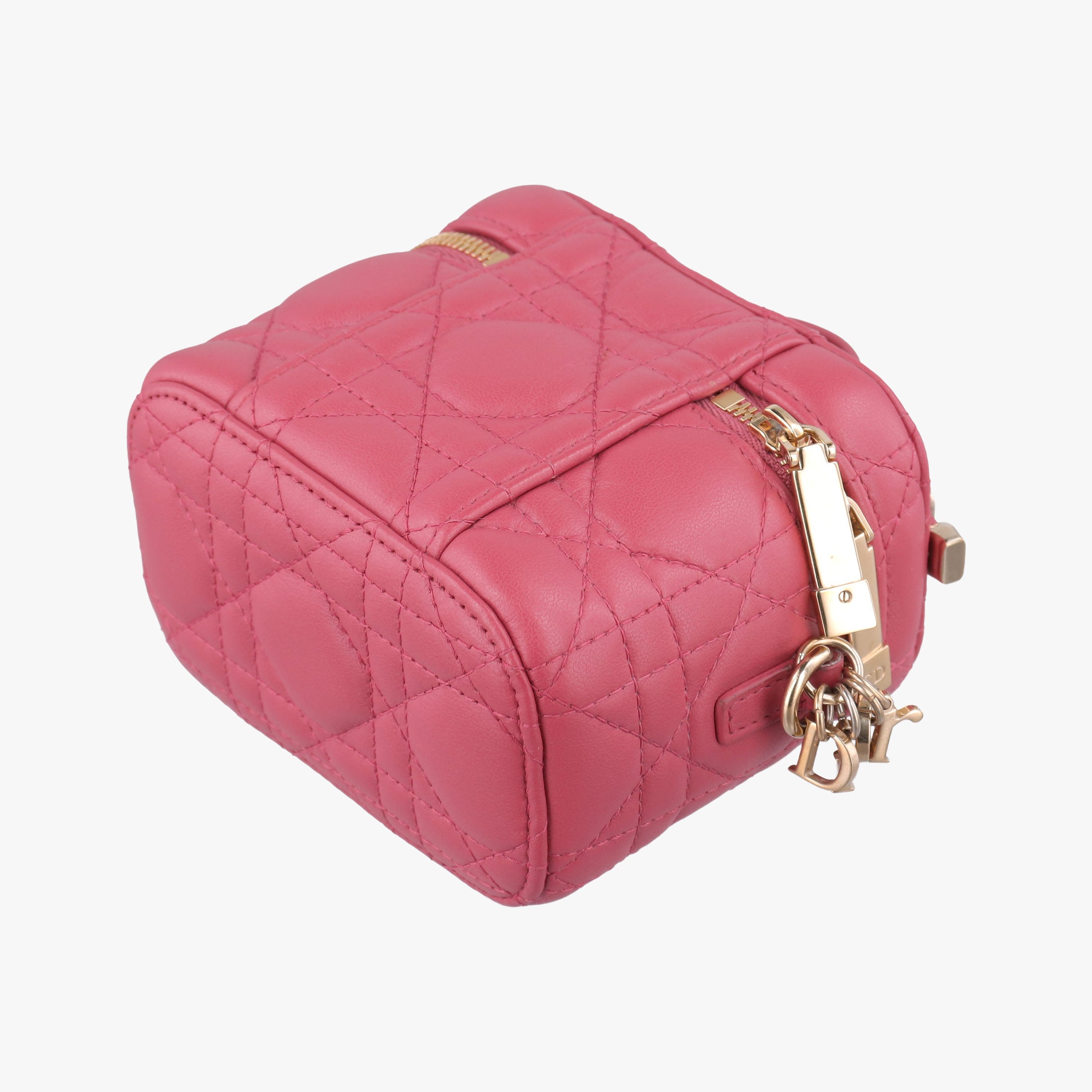 Pre-owned Christian Dior Lady Dior micro vanity RedPink lambskin  shoulderbag | stylenewstar