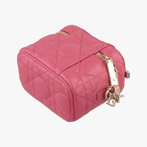 Pre-owned Christian Dior Lady Dior micro vanity RedPink lambskin  shoulderbag | stylenewstar