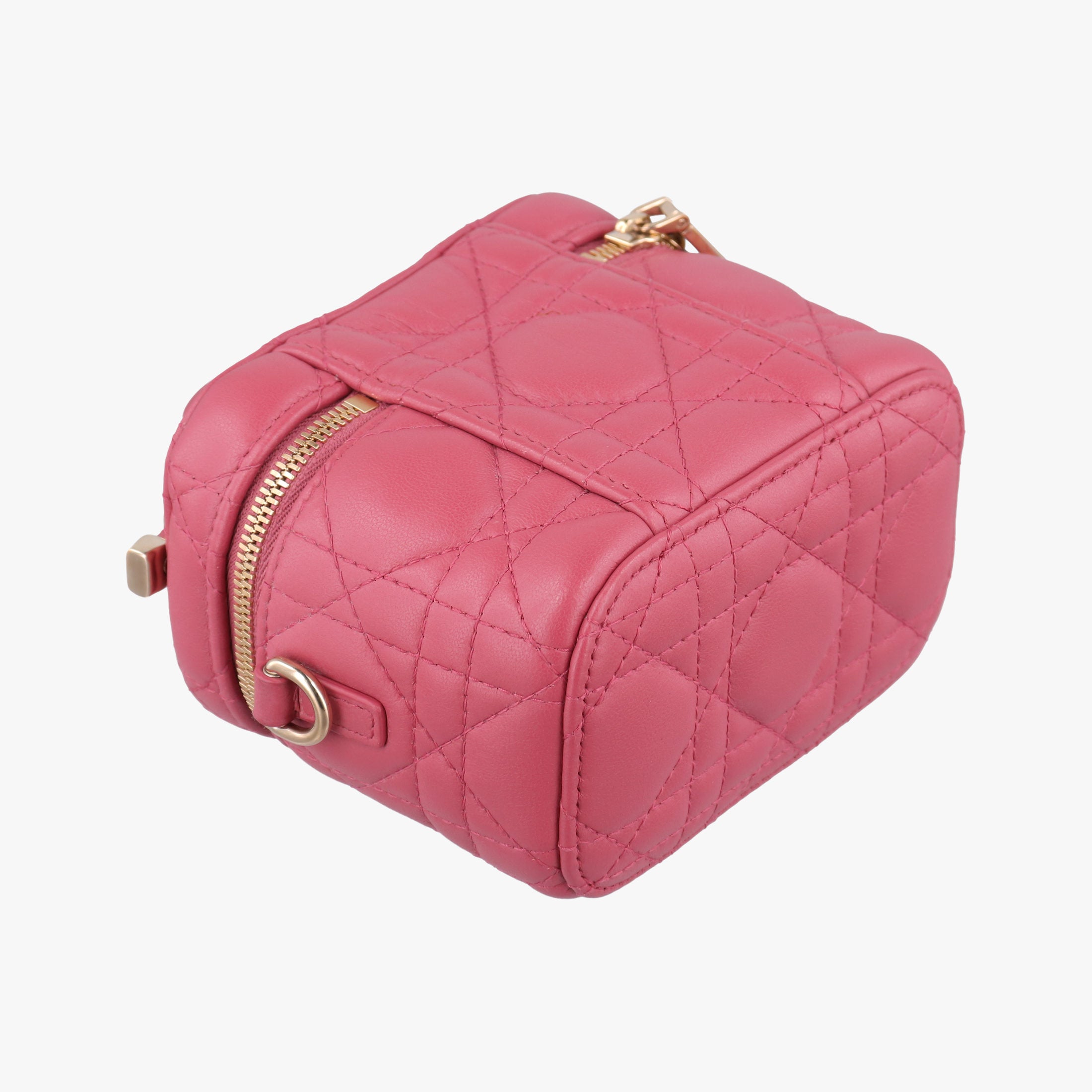 Pre-owned Christian Dior Lady Dior micro vanity RedPink lambskin  shoulderbag | stylenewstar