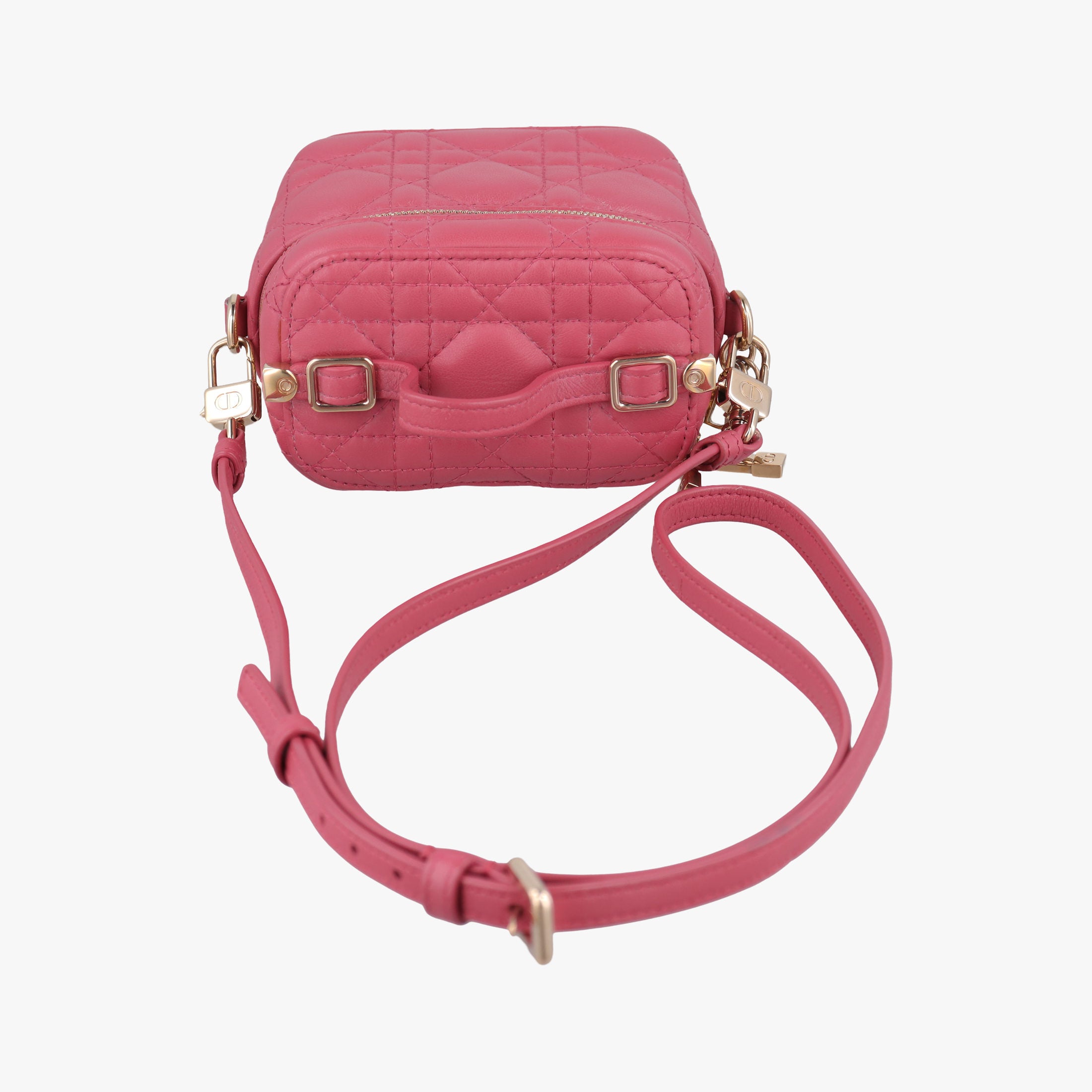 Pre-owned Christian Dior Lady Dior micro vanity RedPink lambskin  shoulderbag | stylenewstar