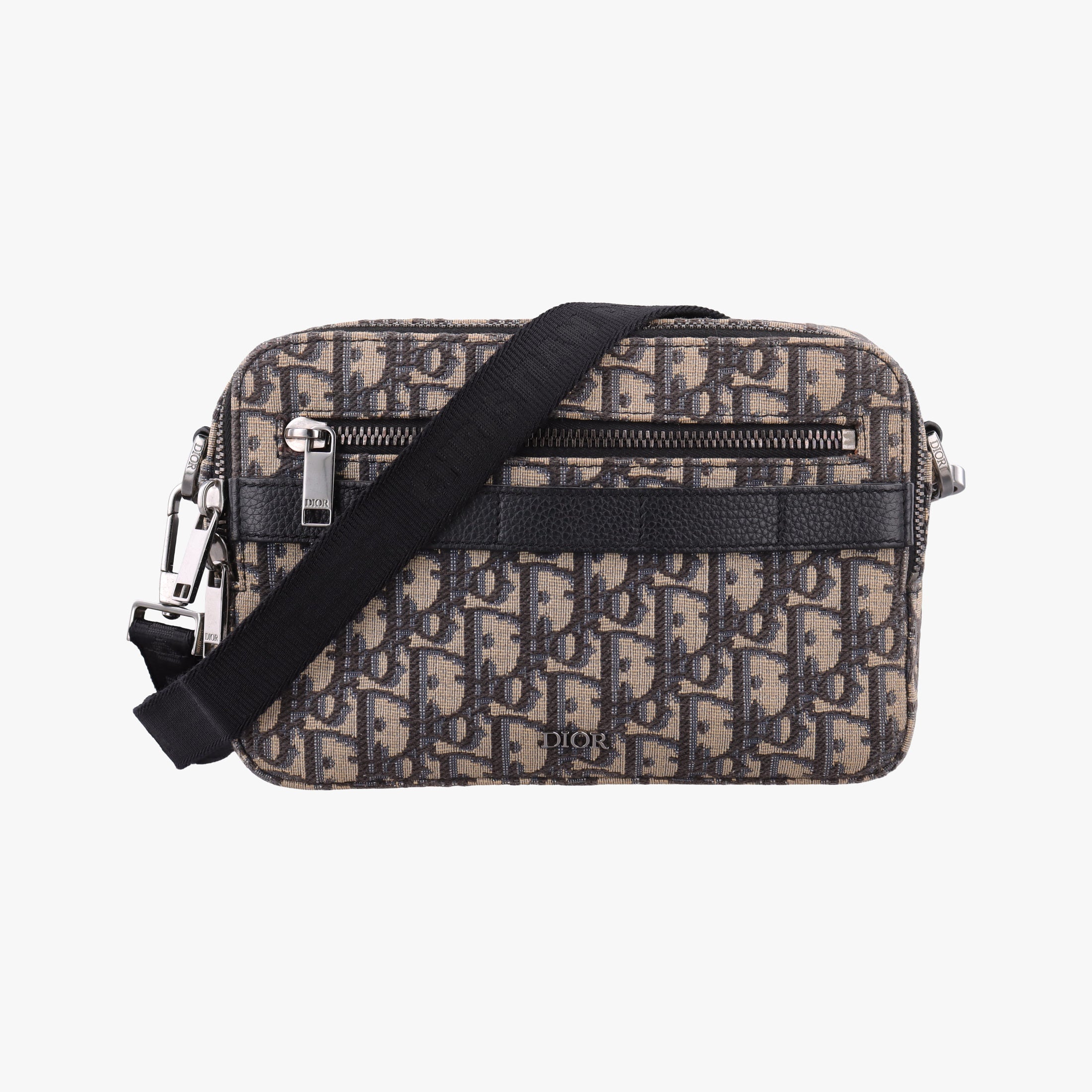 Vintage Christian Dior Safari Oblique Navy×Gray jacquard×Leather  shoulderbag | stylenewstar