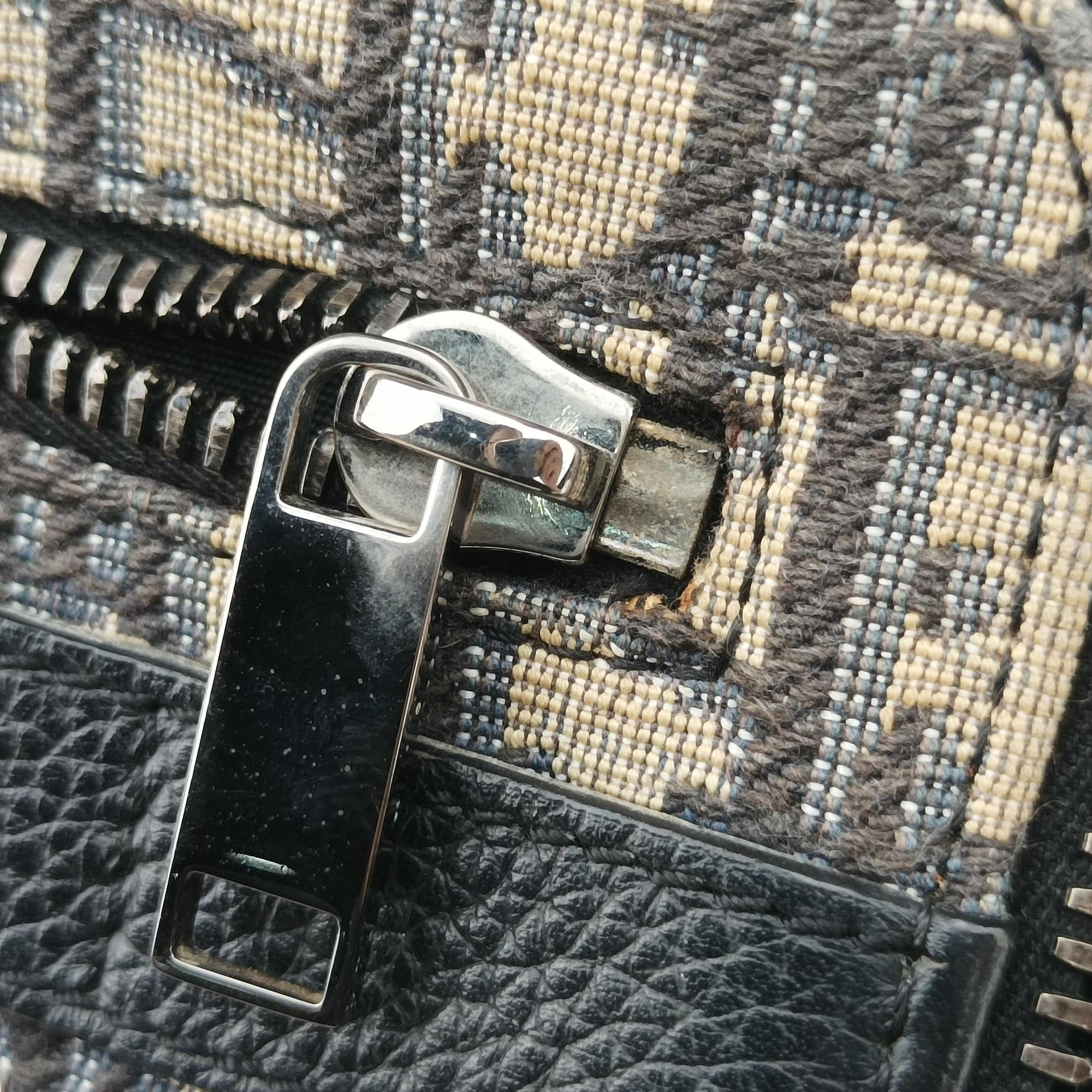Vintage Christian Dior Safari Oblique Navy×Gray jacquard×Leather  shoulderbag | stylenewstar