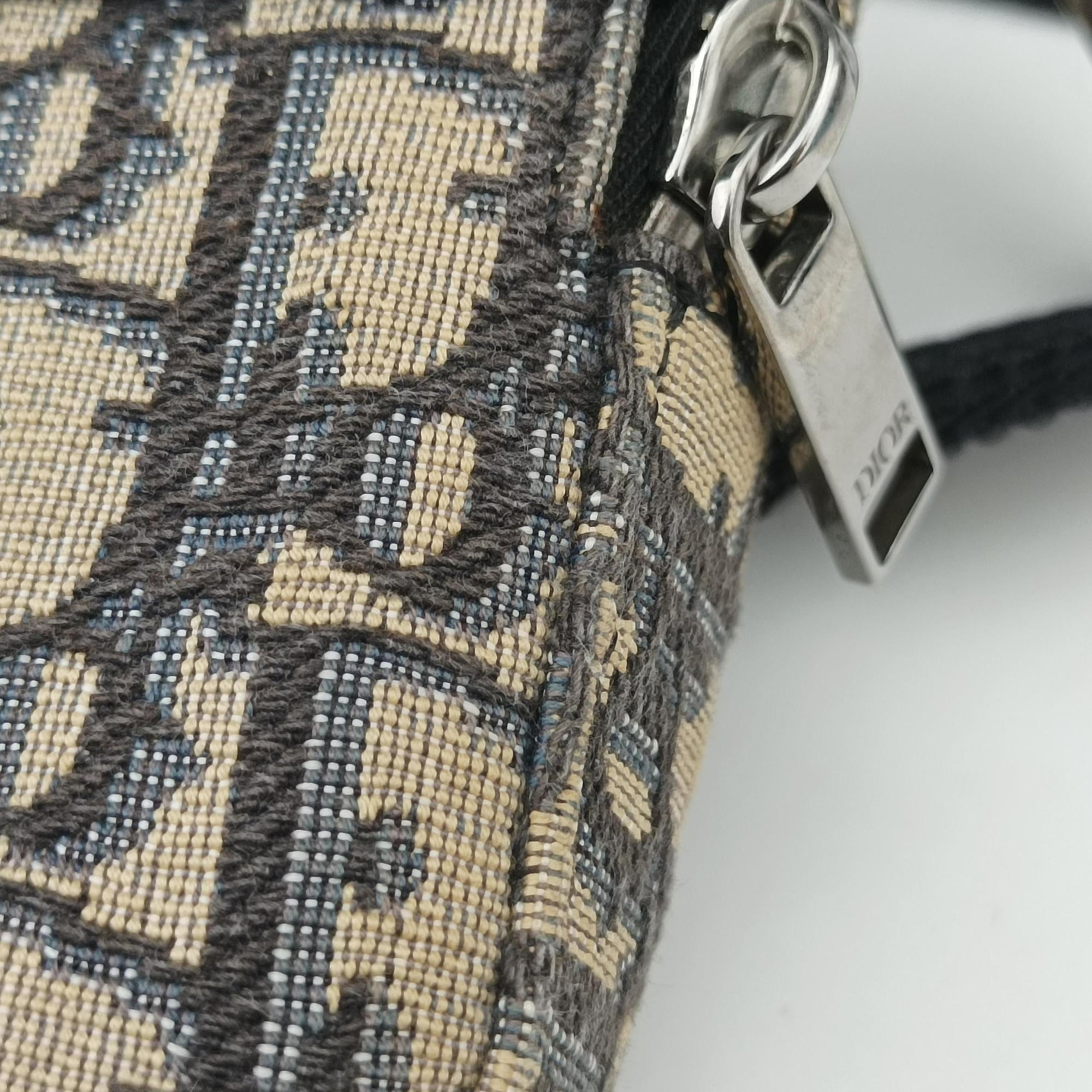 Vintage Christian Dior Safari Oblique Navy×Gray jacquard×Leather  shoulderbag | stylenewstar