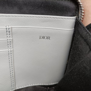 Pre-owned Christian Dior Compact Messenger Navy × Grey Leather  shoulderbag | stylenewstar