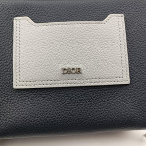 Pre-owned Christian Dior Compact Messenger Navy × Grey Leather  shoulderbag | stylenewstar
