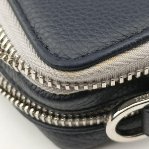 Pre-owned Christian Dior Compact Messenger Navy × Grey Leather  shoulderbag | stylenewstar