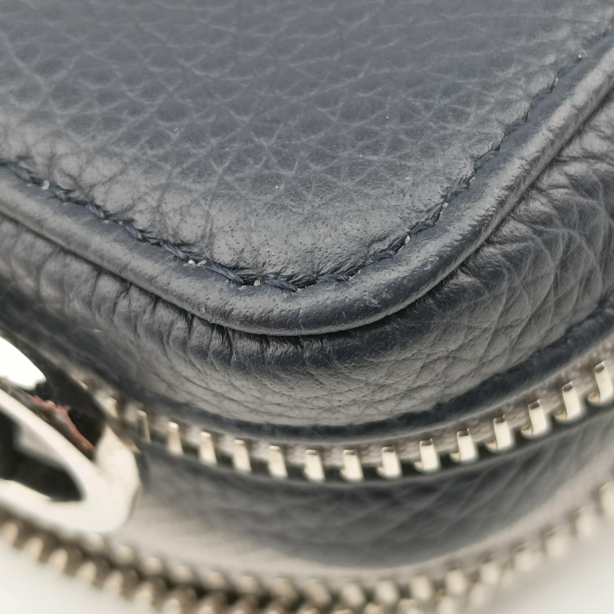 Pre-owned Christian Dior Compact Messenger Navy × Grey Leather  shoulderbag | stylenewstar
