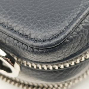 Pre-owned Christian Dior Compact Messenger Navy × Grey Leather  shoulderbag | stylenewstar