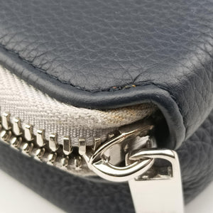 Pre-owned Christian Dior Compact Messenger Navy × Grey Leather  shoulderbag | stylenewstar