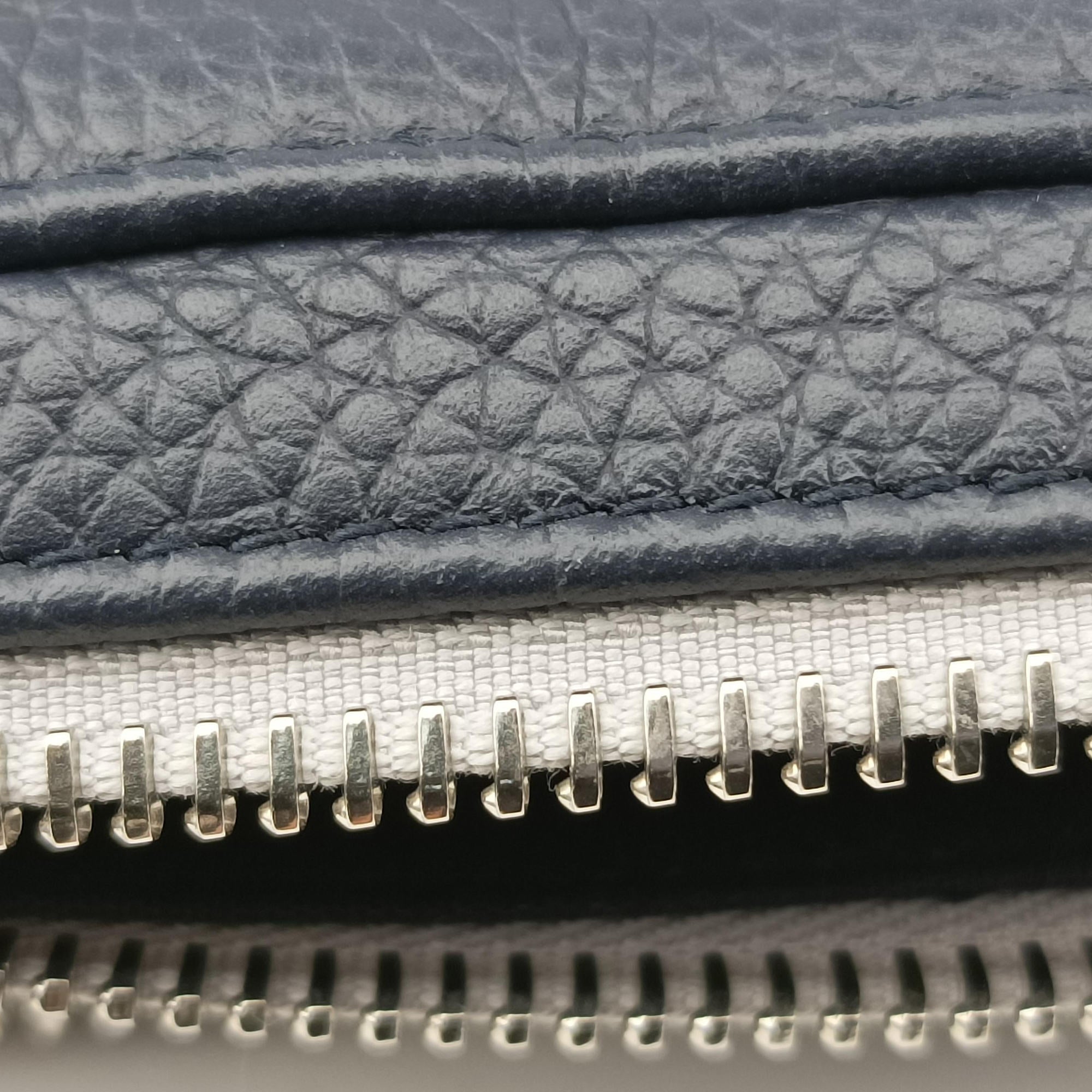 Pre-owned Christian Dior Compact Messenger Navy × Grey Leather  shoulderbag | stylenewstar