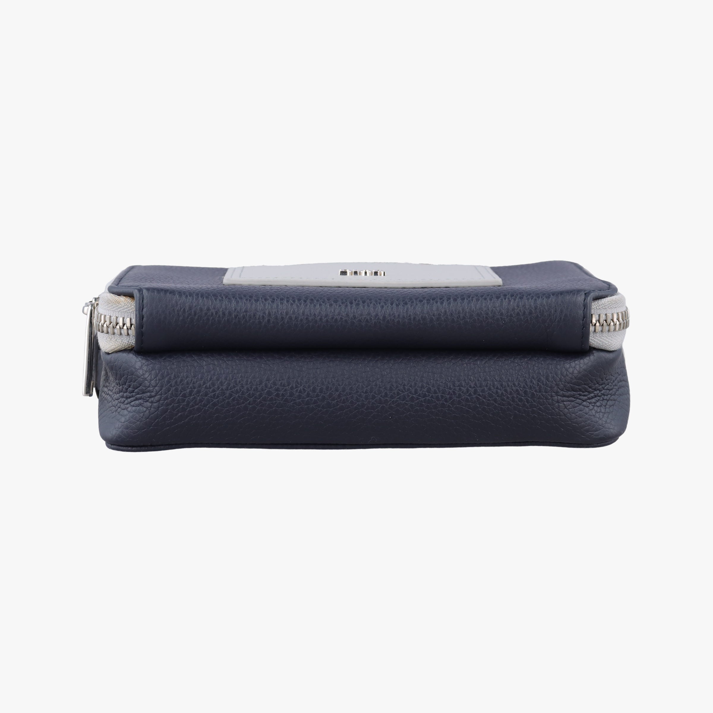 Pre-owned Christian Dior Compact Messenger Navy × Grey Leather  shoulderbag | stylenewstar