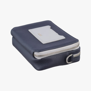 Pre-owned Christian Dior Compact Messenger Navy × Grey Leather  shoulderbag | stylenewstar