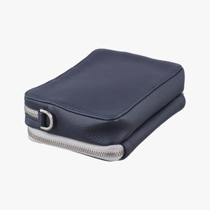 Pre-owned Christian Dior Compact Messenger Navy × Grey Leather  shoulderbag | stylenewstar