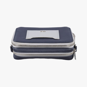 Pre-owned Christian Dior Compact Messenger Navy × Grey Leather  shoulderbag | stylenewstar