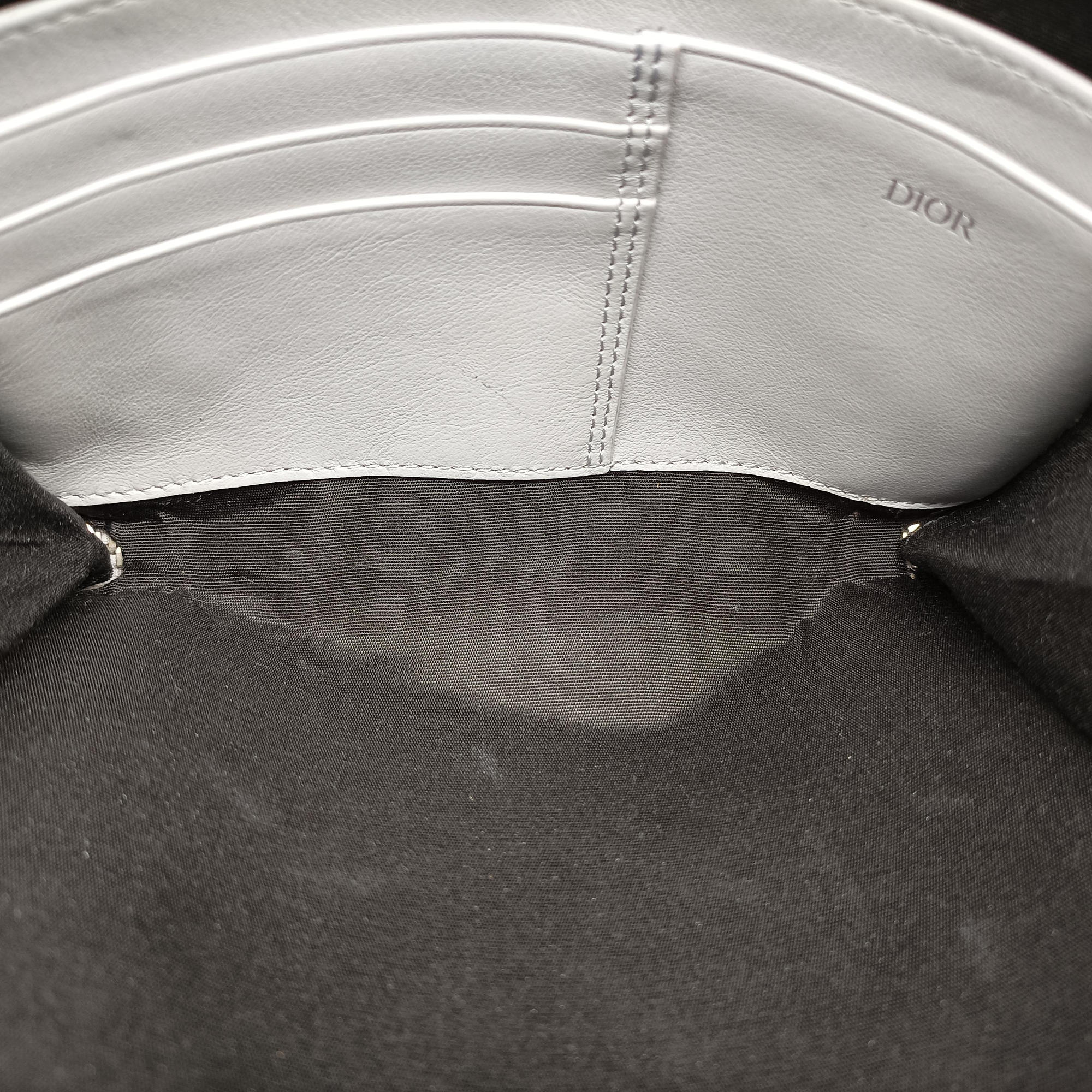 Pre-owned Christian Dior Compact Messenger Navy × Grey Leather  shoulderbag | stylenewstar