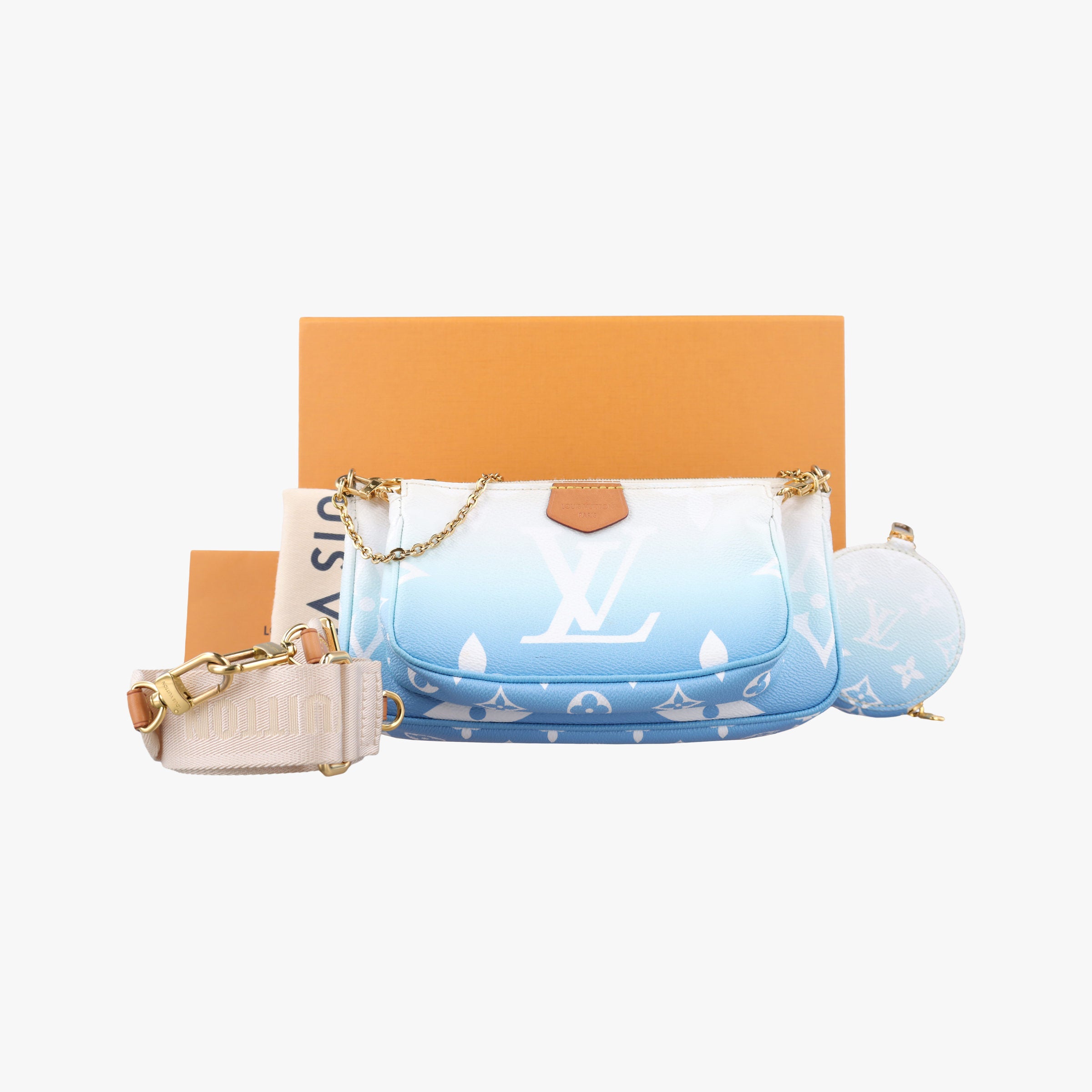 Pre-owned Louis Vuitton MULTI POCHETTE ACCESSOIRES Blue Gradient Monogram Giant M57633 bum bag/waist bag | stylenewstar