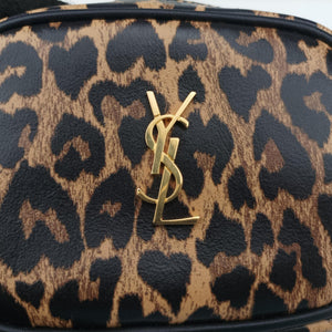 Pre-owned Yves Saint Laurent Baby Lou Leopard Print Heart Black×Brown Leather 650170 shoulderbag | stylenewstar