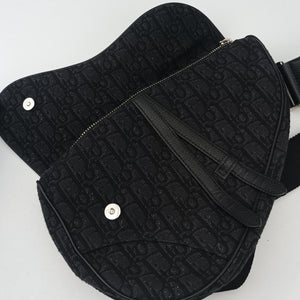 Secondhand Christian Dior Saddle Black Jacquard×Leather 1ADPO093YKY shoulderbag | stylenewstar