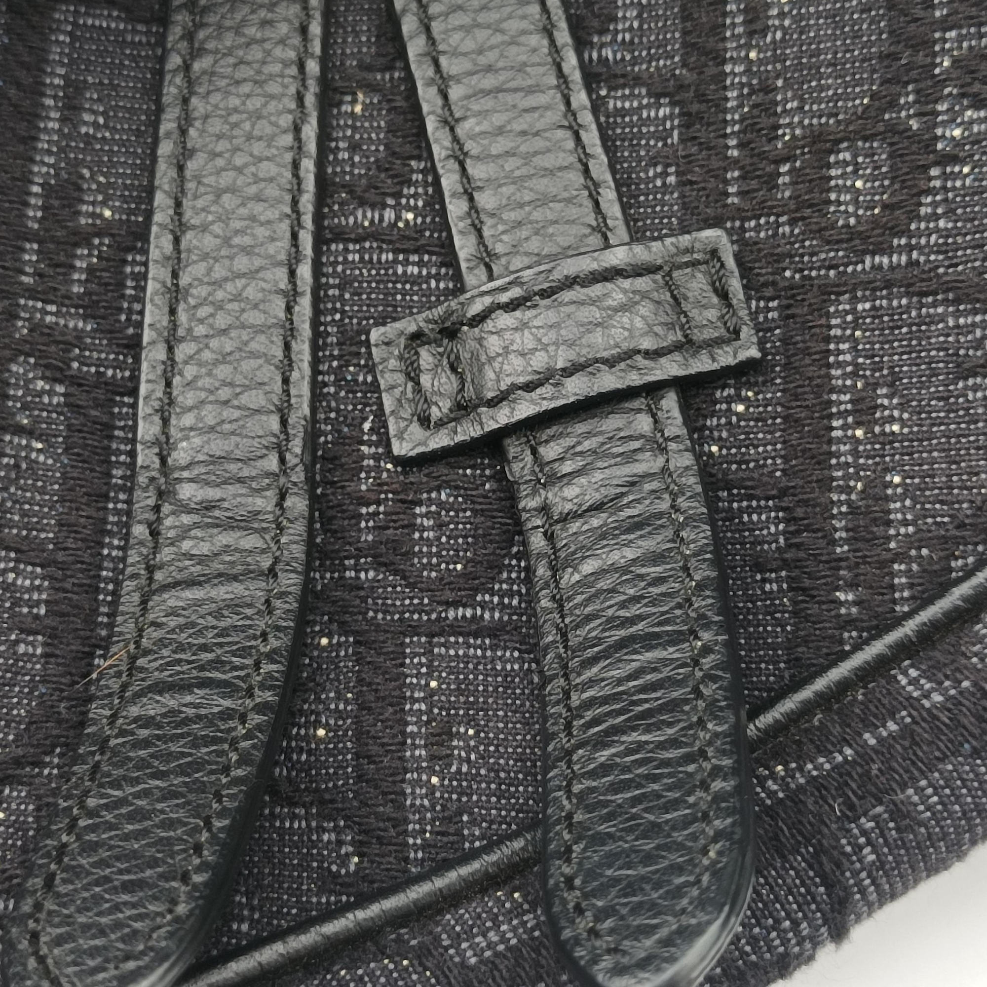 Secondhand Christian Dior Saddle Black Jacquard×Leather 1ADPO093YKY shoulderbag | stylenewstar