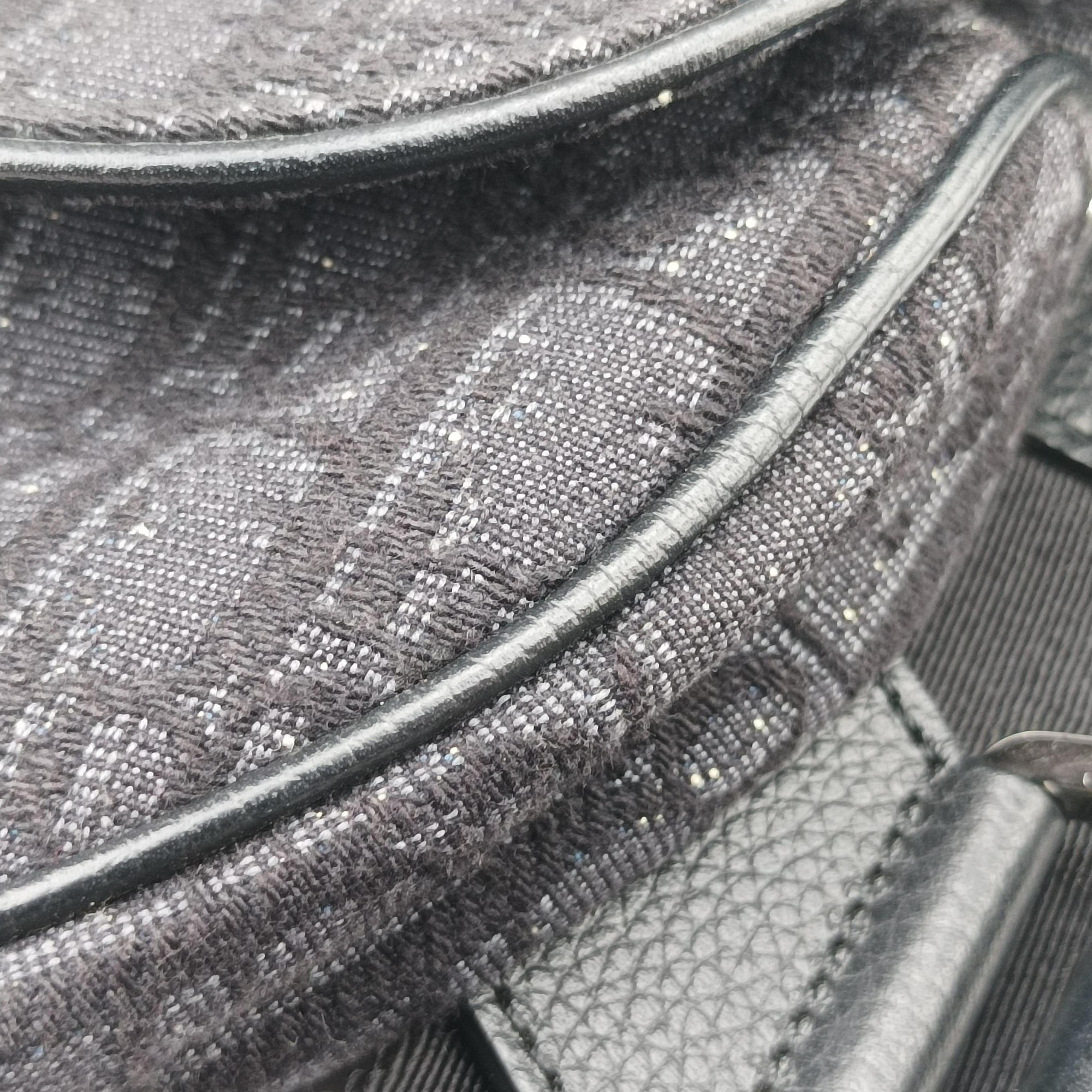 Secondhand Christian Dior Saddle Black Jacquard×Leather 1ADPO093YKY shoulderbag | stylenewstar