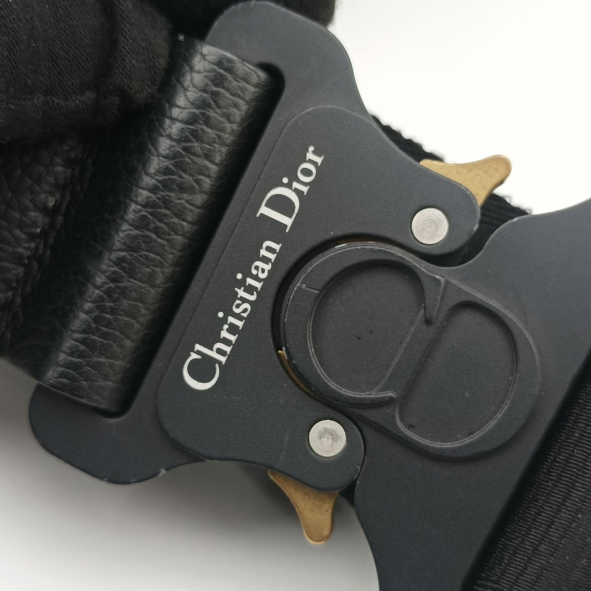 Secondhand Christian Dior Saddle Black Jacquard×Leather 1ADPO093YKY shoulderbag | stylenewstar