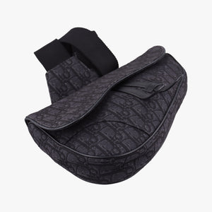 Secondhand Christian Dior Saddle Black Jacquard×Leather 1ADPO093YKY shoulderbag | stylenewstar