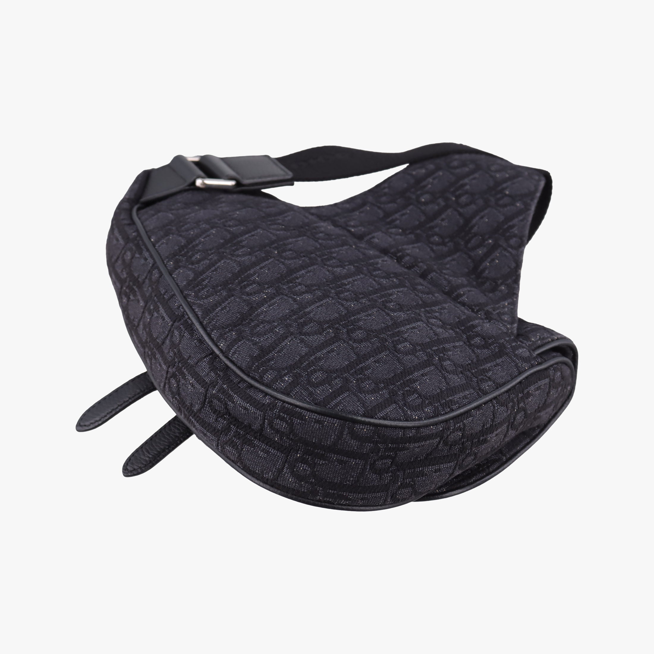 Secondhand Christian Dior Saddle Black Jacquard×Leather 1ADPO093YKY shoulderbag | stylenewstar