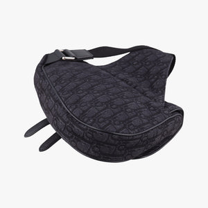 Secondhand Christian Dior Saddle Black Jacquard×Leather 1ADPO093YKY shoulderbag | stylenewstar
