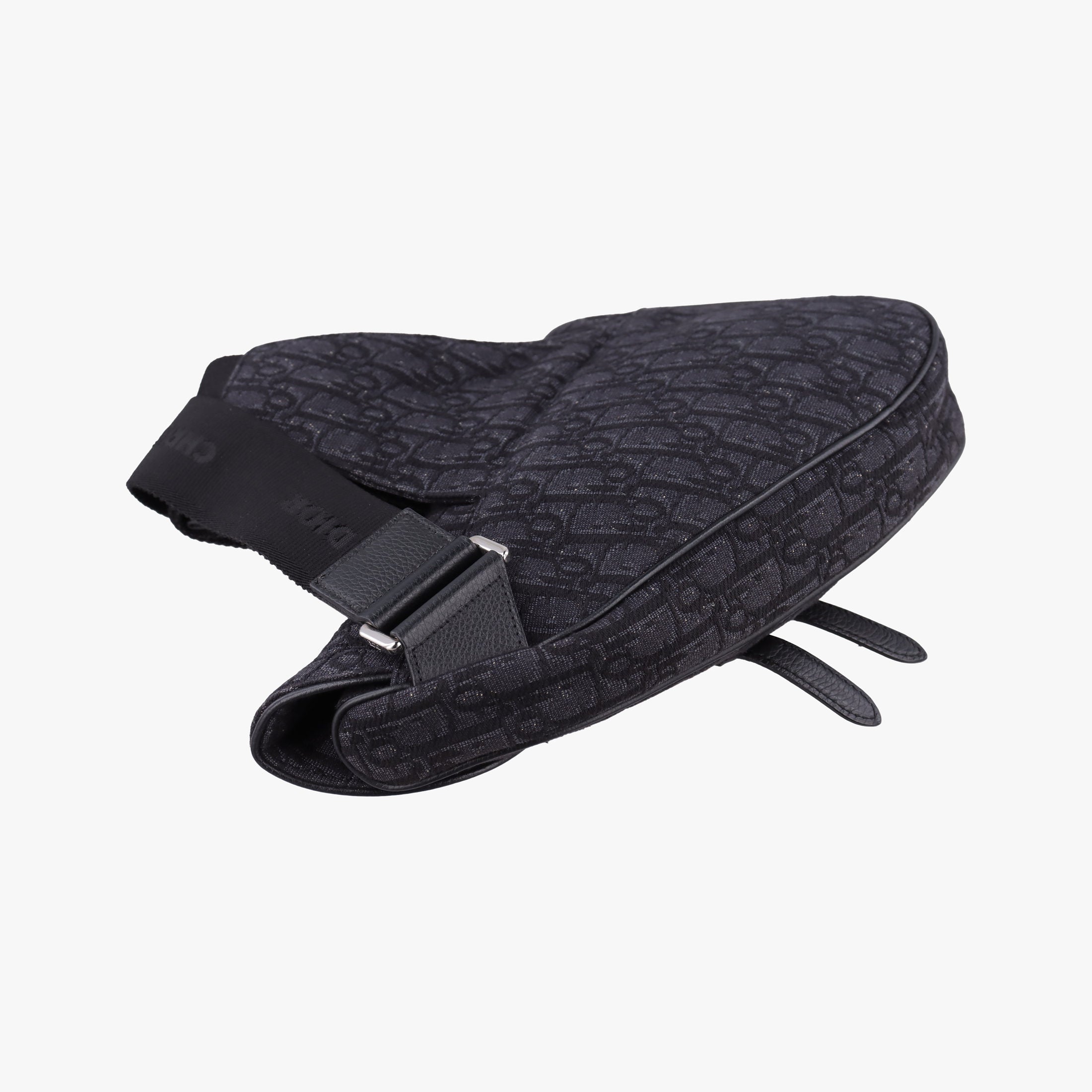 Secondhand Christian Dior Saddle Black Jacquard×Leather 1ADPO093YKY shoulderbag | stylenewstar