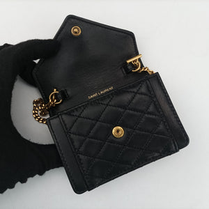 Pre-owned Yves Saint Laurent Gaby Micro Black Leather 685612 shoulderbag | stylenewstar