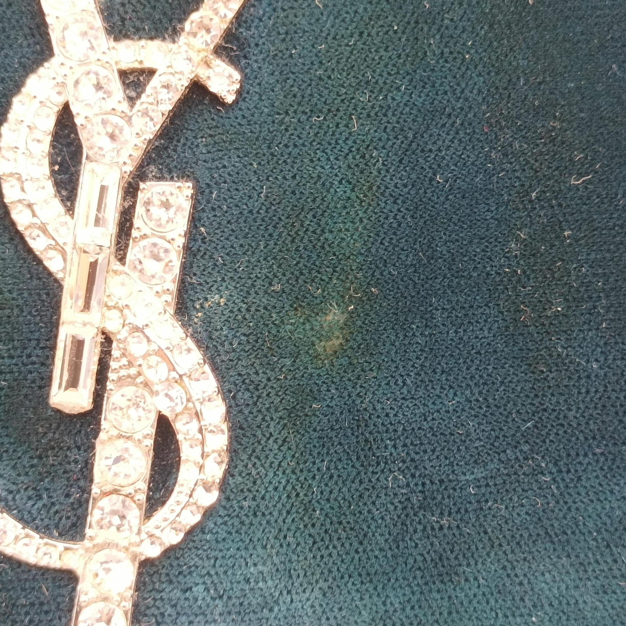Pre-owned Yves Saint Laurent KATE Green velour 491521 shoulderbag | stylenewstar