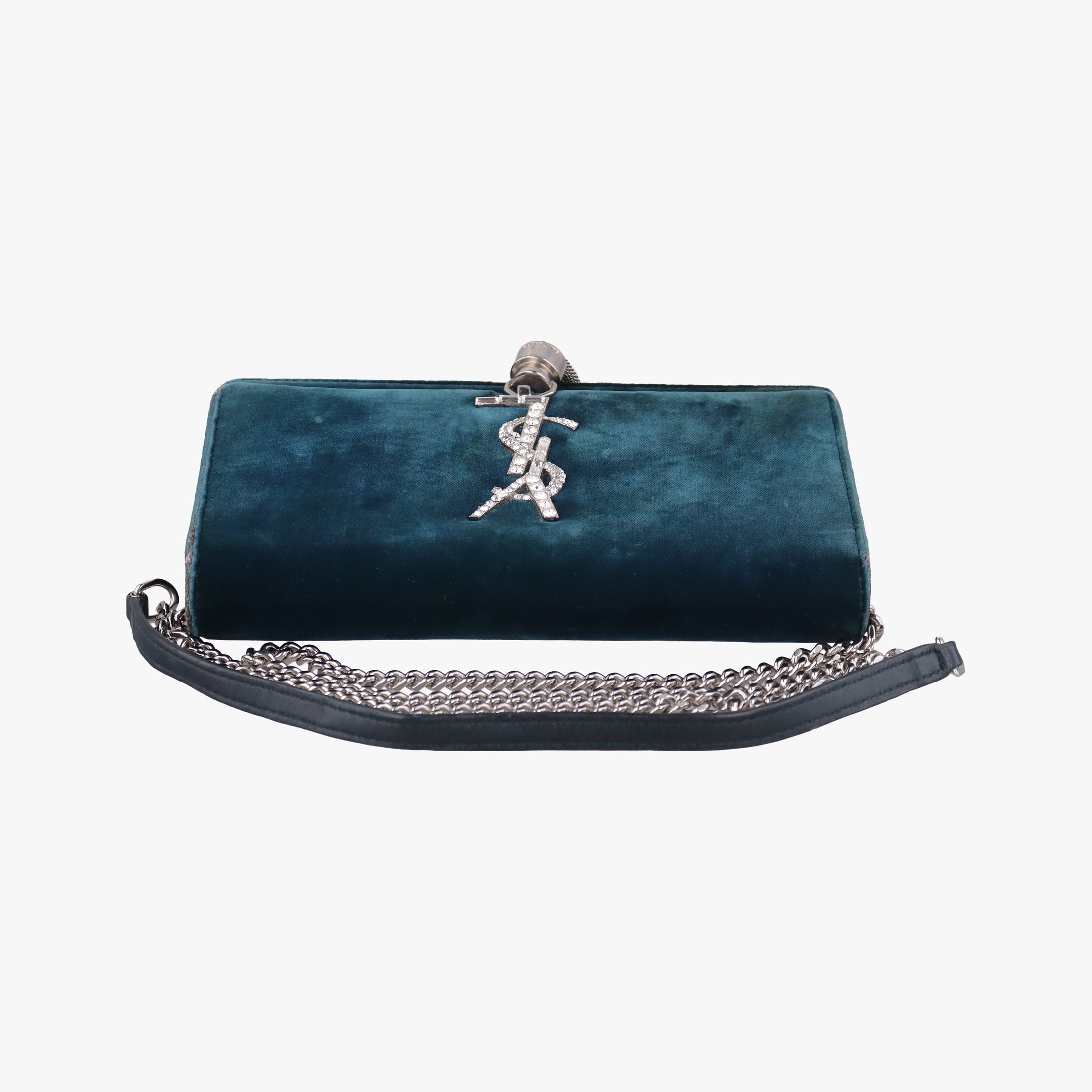Pre-owned Yves Saint Laurent KATE Green velour 491521 shoulderbag | stylenewstar