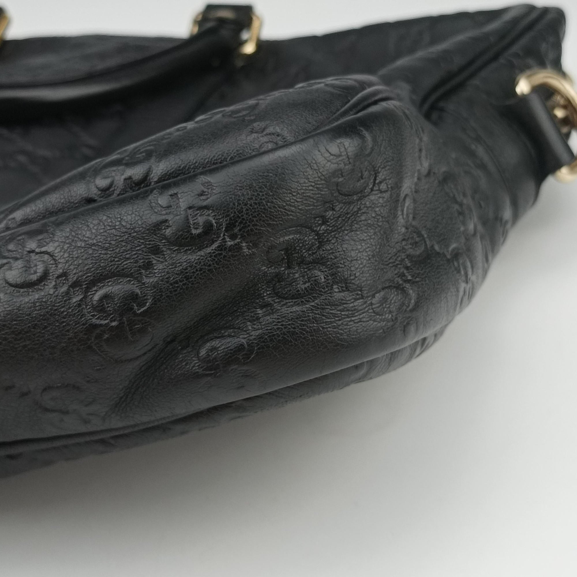 Pre-owned Gucci Diamante Black Leather 208463 handbag | stylenewstar