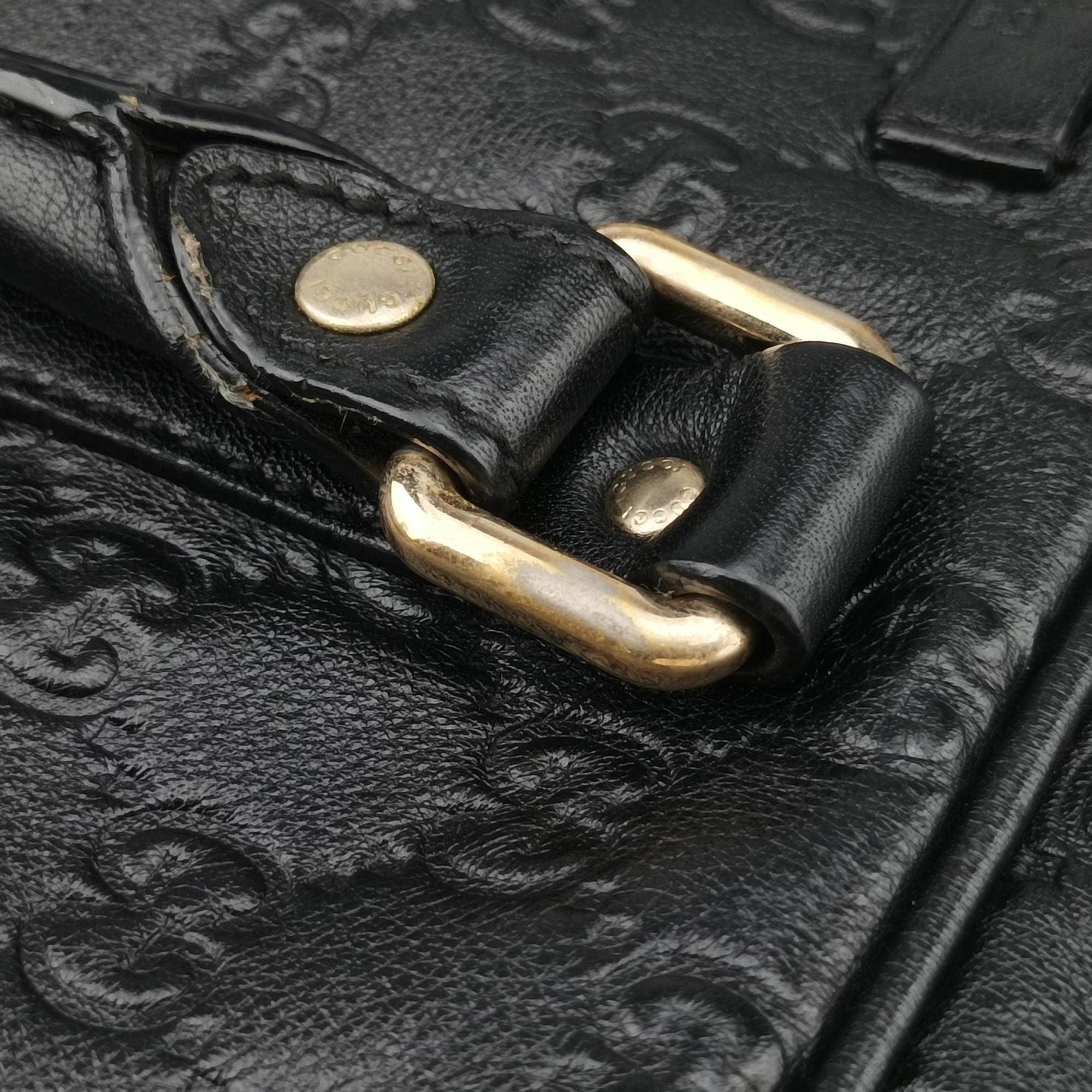 Pre-owned Gucci Diamante Black Leather 208463 handbag | stylenewstar