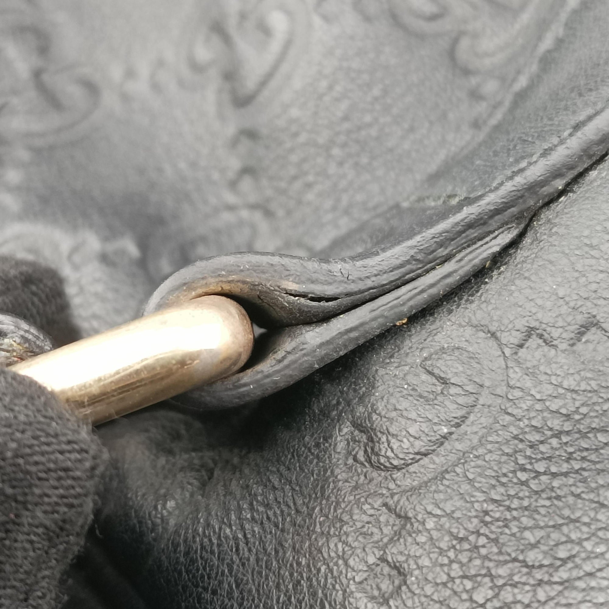 Pre-owned Gucci Diamante Black Leather 208463 handbag | stylenewstar