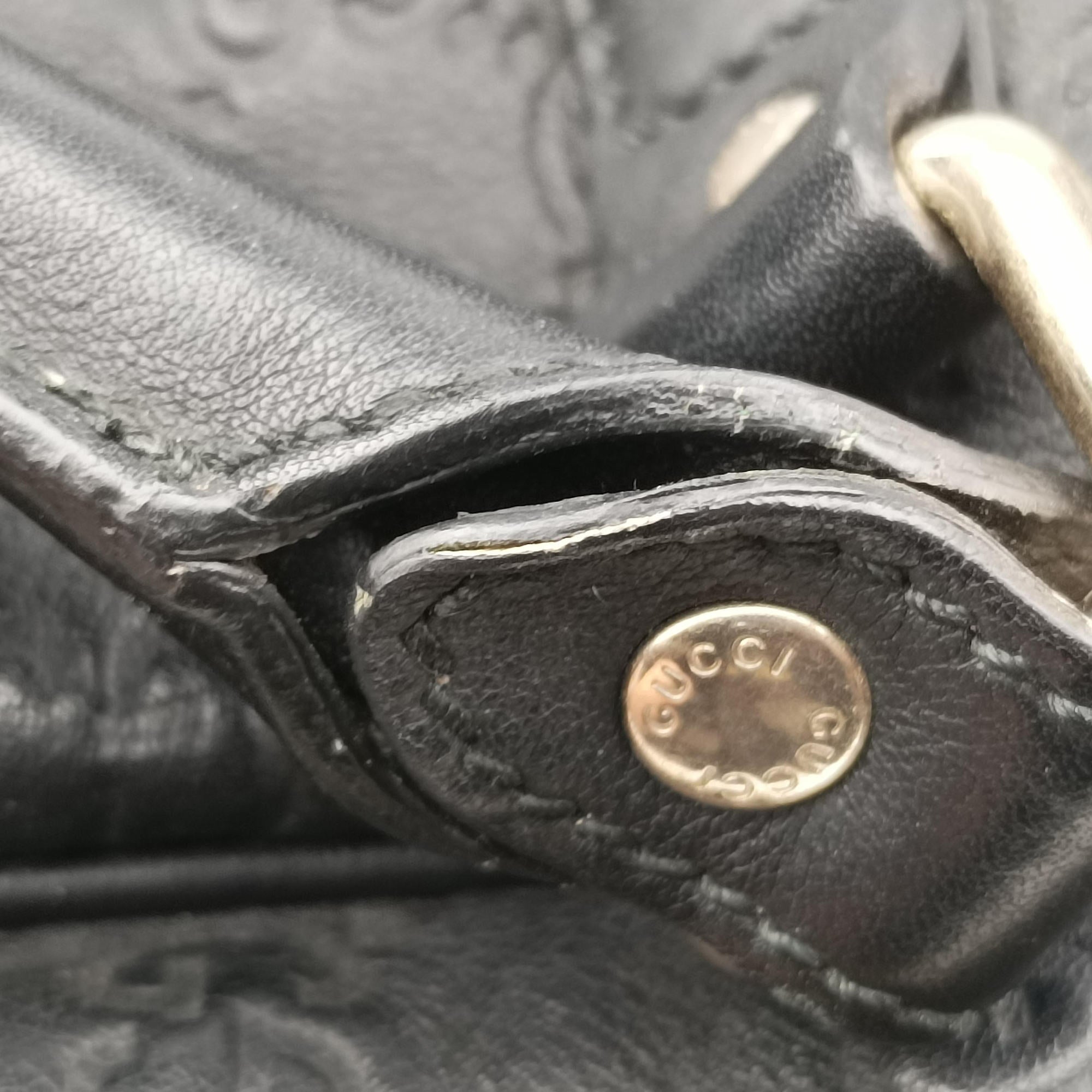 Pre-owned Gucci Diamante Black Leather 208463 handbag | stylenewstar