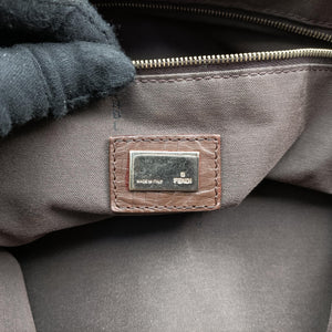 Pre-owned Fendi Zucchino Brown canvas×leather 8BN188 shoulderbag | stylenewstar