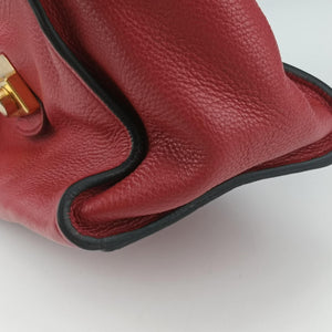 Pre-owned Prada Vitello Daino Sound Flap Top Handle Red Leather BR5034 shoulderbag | stylenewstar