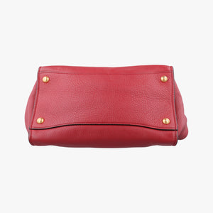 Pre-owned Prada Vitello Daino Sound Flap Top Handle Red Leather BR5034 shoulderbag | stylenewstar