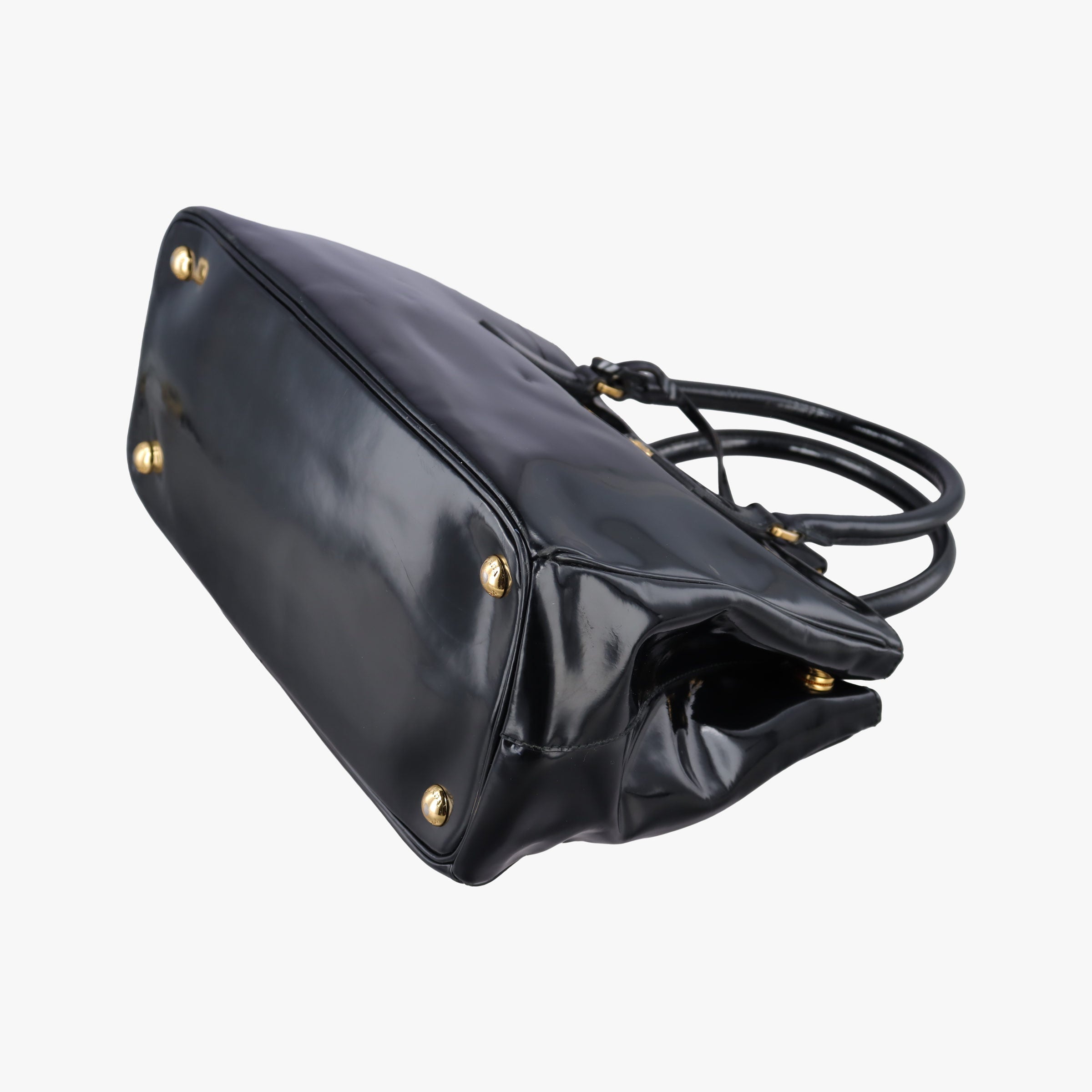 Pre-owned Prada Galleria Black patent 1BA274 shoulderbag | stylenewstar