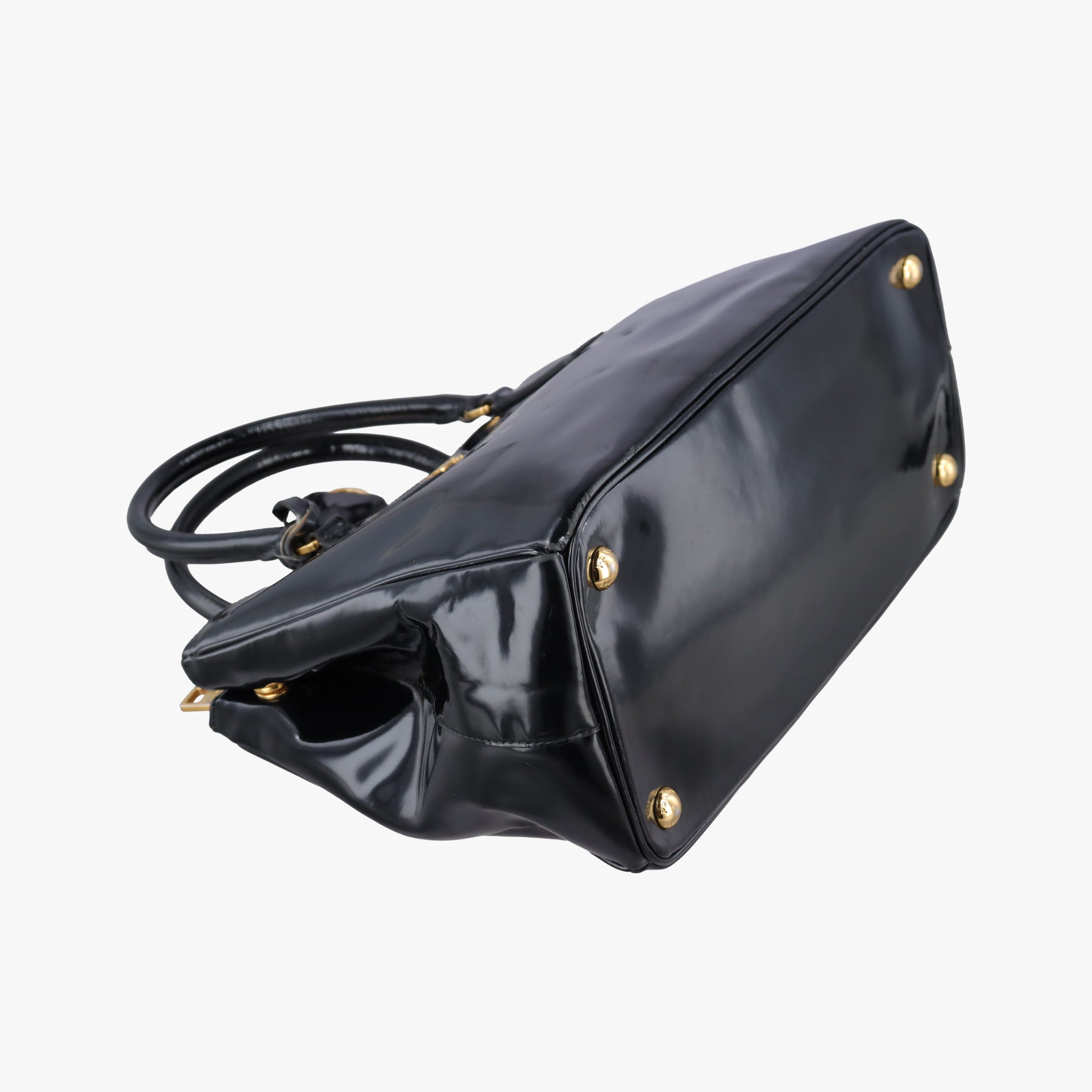 Pre-owned Prada Galleria Black patent 1BA274 shoulderbag | stylenewstar
