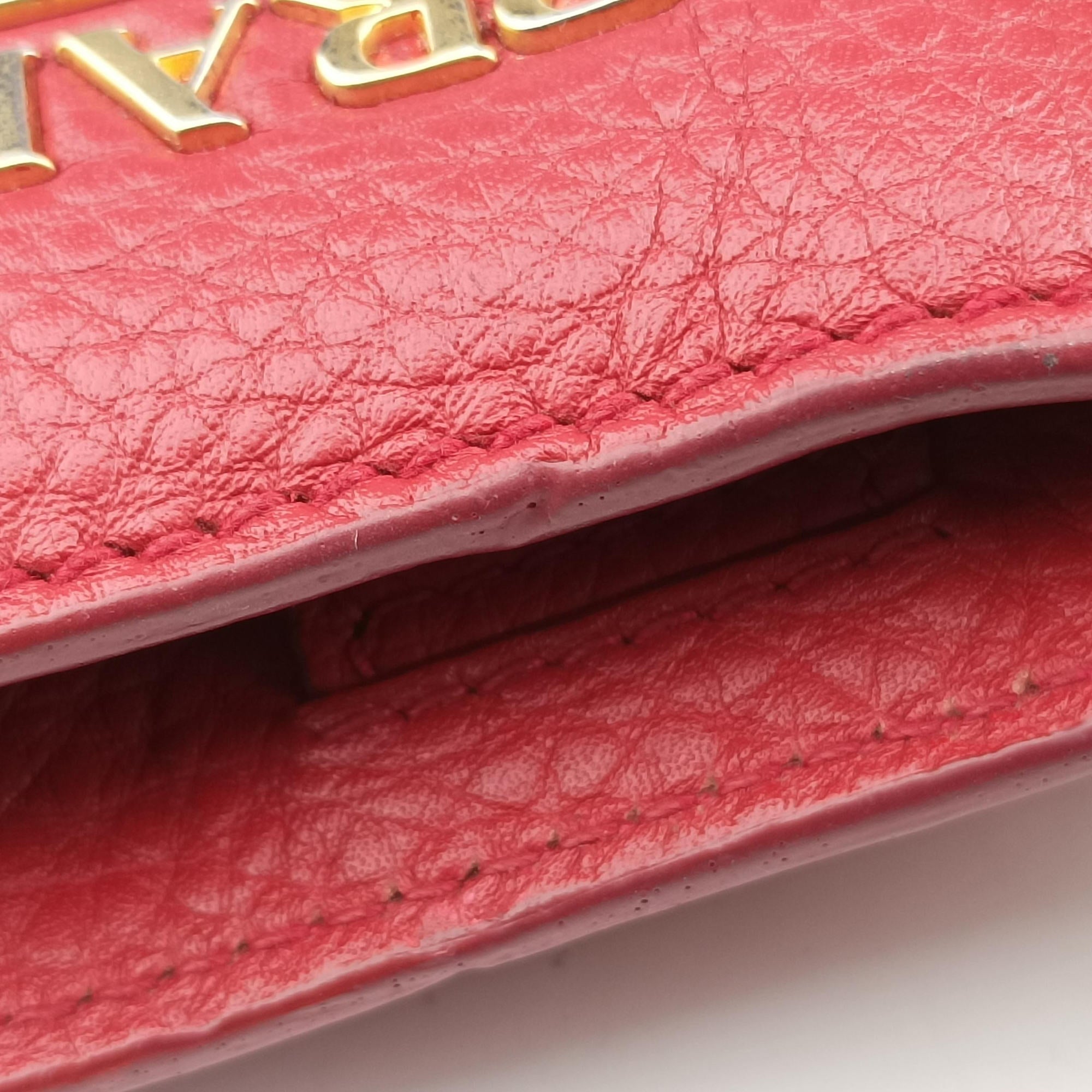 Pre-owned Prada Vitello Daino Top Handle Red Leather BN2420 handbag | stylenewstar